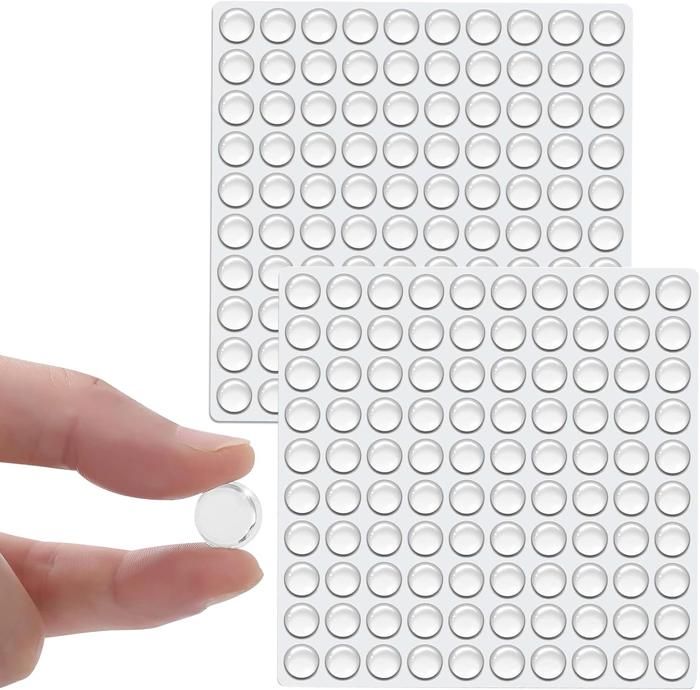 200Pcs Patin Silicone Transparent - Patins Adhésifs Antiderapant Antibruit Idéales pour Tampon Meubles - 2 Taille