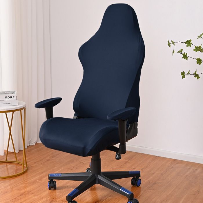 housse chaise gaming - housse fauteuil bureau 4 pièces/ensemble housse fauteuil gamer avec housses daccoudoirs bleu marine