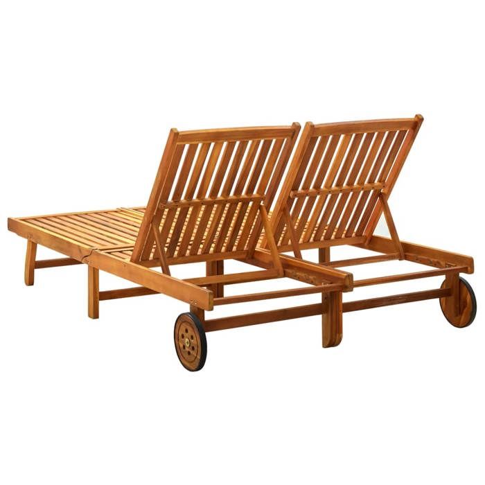 JLL*TOP - Chaise longue - Bain de soleil - 2 places - bois dacacia massif LLL70