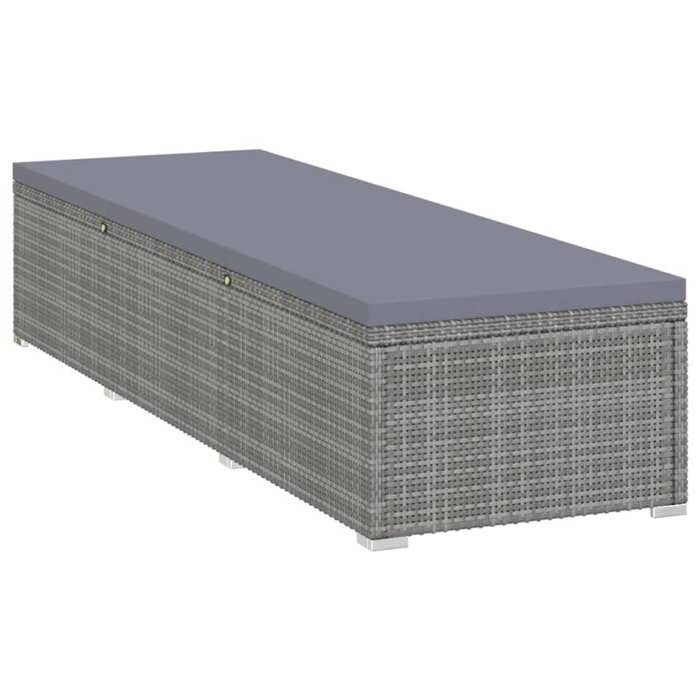 JLL*TOP - Chaise longue - Bain de soleil - avec coussin - Résine tressée Gris LLL492