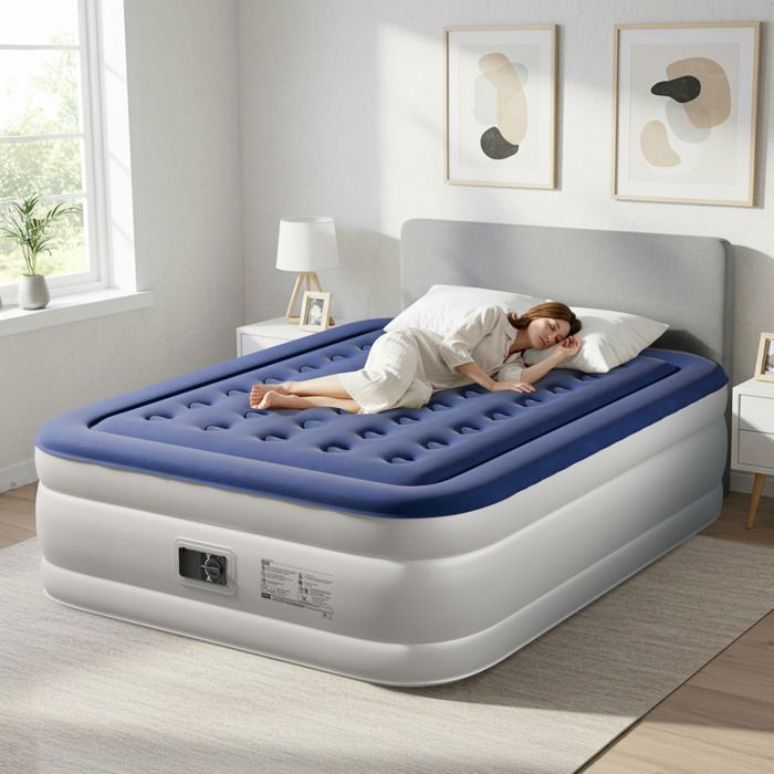 Matelas Gonflable 2 Personnes Pompe Électrique Intégrée,avec dessus floqué doux pour camping maison invités 203 x 153 x 45 cm Matelas Gonflable 2 Personnes Pompe Électrique Intégrée,avec dessus floqué doux pour camping maison invités 203 x 153 x 45 cm