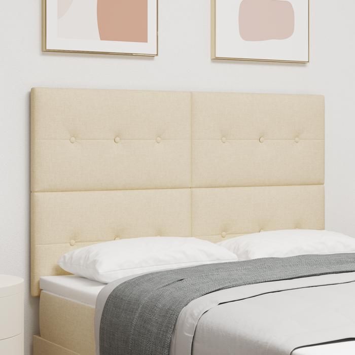 Moderne Tête de lit Chambre/Meuble de tête de lit - capitonnée crème 160 cm en tissu @FR(323101)