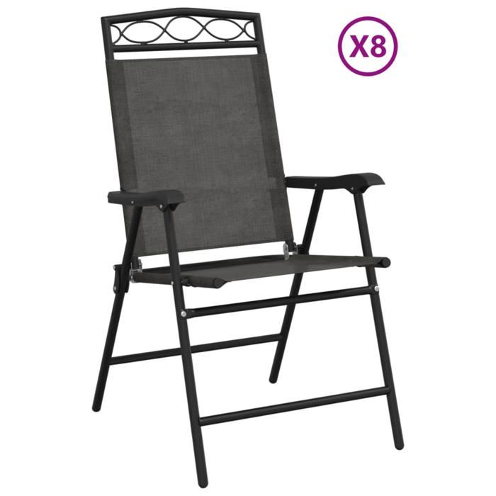 (SOLDES JUILLET)Chaises de jardin pliables - UU - Fauteuils pliante - lot de 8 en acier et textilène FR13157294