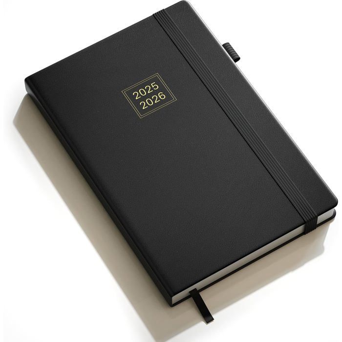 Agenda 2025 2026 Semainier A6 Anglais - Août 2025 à Juillet 2026, 16x10cm Noir