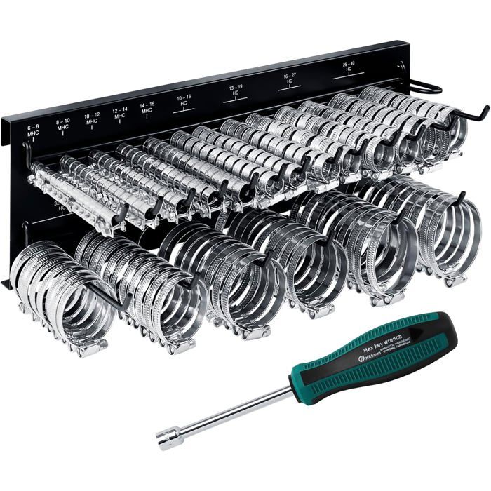 Kit 99 Pièces Support Mural Colliers De Serrage Inox - Assortiment 10 Tailles 6-89mm Avec Tournevis