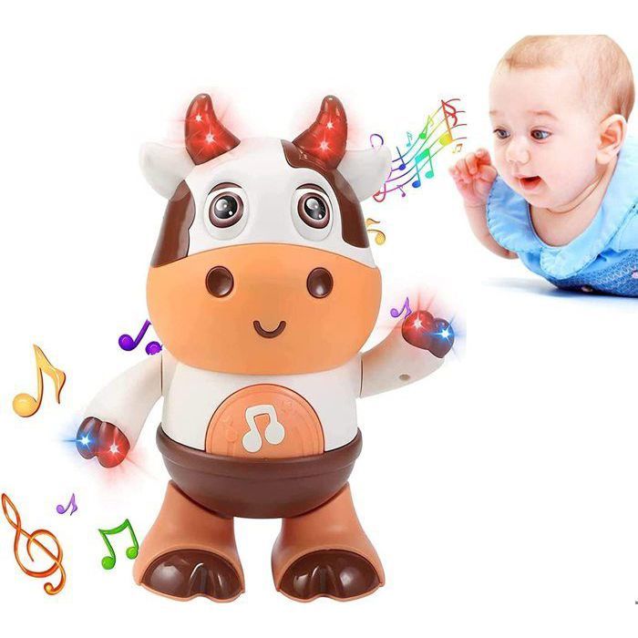 Jouet musical bébé de 6 à 18 mois Jouet de vache dansante avec musique et lumières LED Cadeau danniversaire Noël