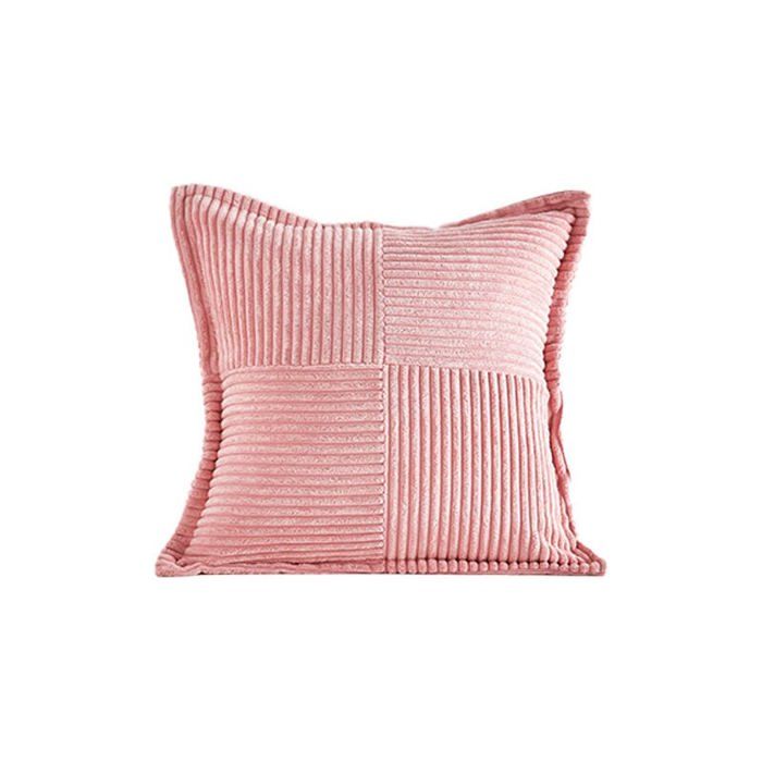 Housse Coussin Canapé 45x45 Taie Oreiller Lot de 2 en Velours Côtelé rose à Motif Croisé Decoration Chambre Salon QIEDOVIEY