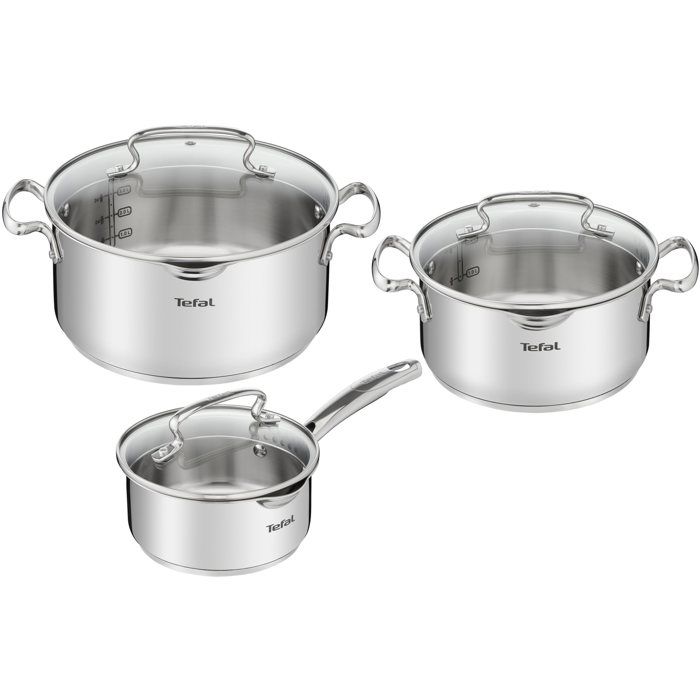 Batterie de cuisine - TEFAL - Duetto G719S674 - 6 pièces - Acier inoxydable - Compatible induction