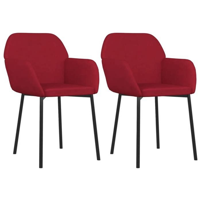 SOLO - TOP Chaises à manger/cuisine - lot de 2 - Rouge bordeaux Velours - cadre en métal - max charge 110kg LV1379