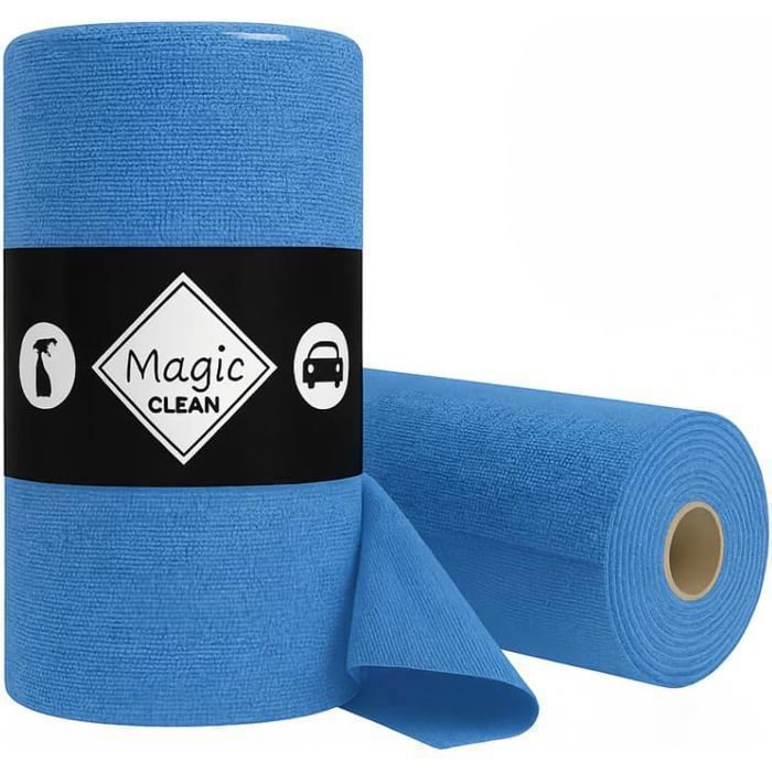 Chiffons microfibres vitre salle de bain voiture meuble réutilisables sans peluche - 75 feuilles déchirables 30x30cm bleu