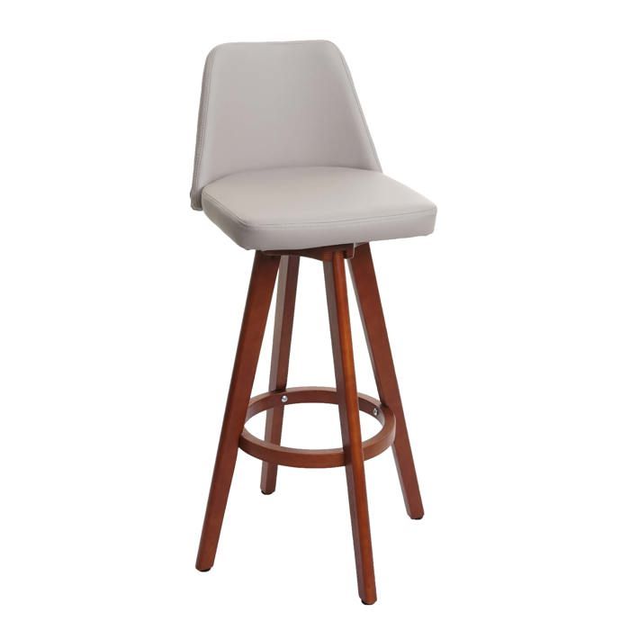 MCW Tabouret de bar MCW-C43 bois similicuir pivotant taupe