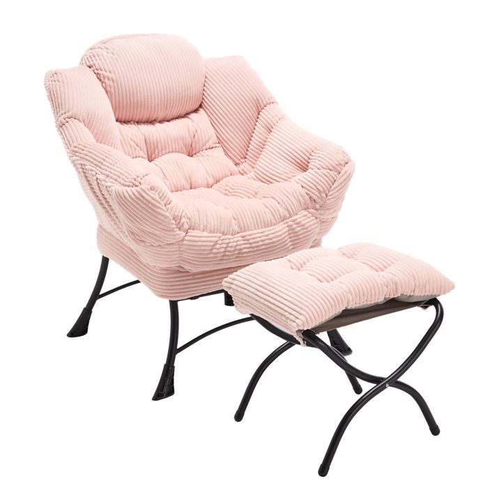 Fauteuil relax avec repose-pieds fauteuil dappoint moderne avec accoudoirs et poche latérale fauteuil de lecture rembourré pour p