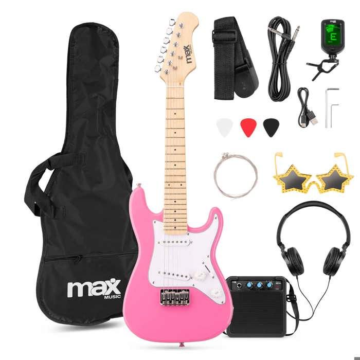 MAX GigKit Junior : La Meilleure Guitare Électrique pour Enfant (1/4 Rose) avec Ampli et Accessoires – Parfait pour Débuter à Petit Prix !
