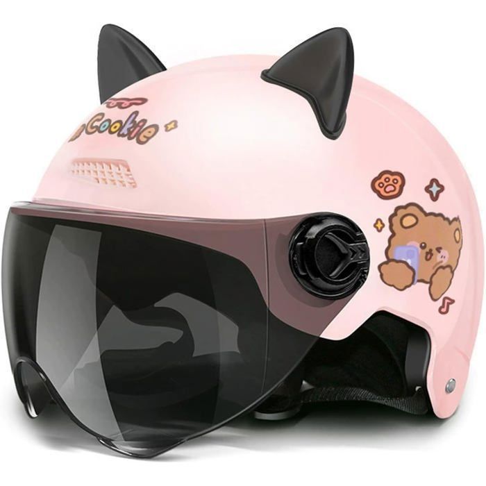 Casque Moto Enfant Demi-Casque Léger 48-55cm Homologué ECE - Mignon Pour Garçons Et Filles 3-16 Ans