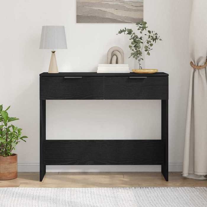 Table console - vidaXL - Chêne noir - Bois dingénierie - 30x36x75 cm - Avec tiroir - Rangement - Usage intérieur
