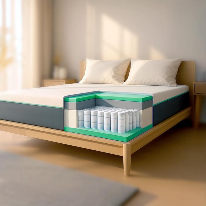 Matelas à ressorts ensachés - THE WHITE STONE - Breeze - Mémoire de forme - 140 x 190 cm - Hauteur 25 cm Matelas à ressorts ensachés - THE WHITE STONE - Breeze - Mémoire de forme - 140 x 190 cm - Hauteur 25 cm