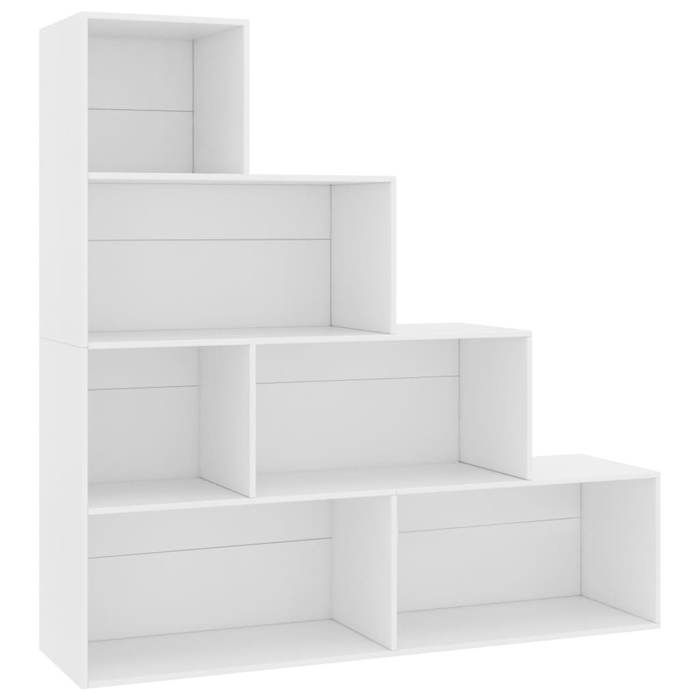 Bibliothèque en bois dingénierie - JILL - Blanc - 155x24x160 cm - 6 étagères ouvertes - Séparateur de pièce