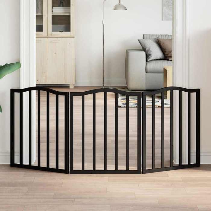 Comparer les prix de Barrière pour chien pliable - vidaXL - 3 panneaux - Noir - Bois de peuplier - 50x60 cm par panneau