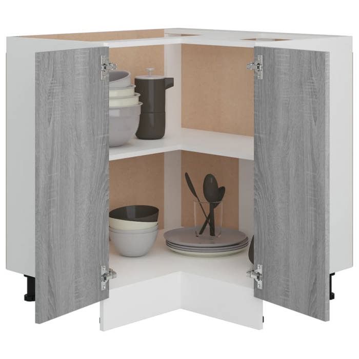 Caisson de cuisine Gris - LEMON® Armoire bas de cuisine - Vitrine de cuisine - Lyon - avec rangement - Gris Sonoma - 75 5x75 5x81