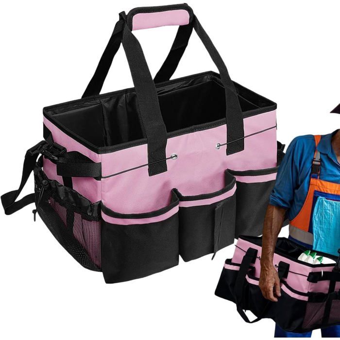 Sac de rangement pour le ménage - Sac de nettoyage et dorganisation avec poignée sac de rangement portable pour outils rose