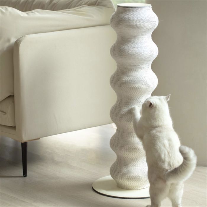 Furrytail Arbre à Chat Design XXL Modulable 89cm Griffoir Robuste avec Base Métal Stable Blanc