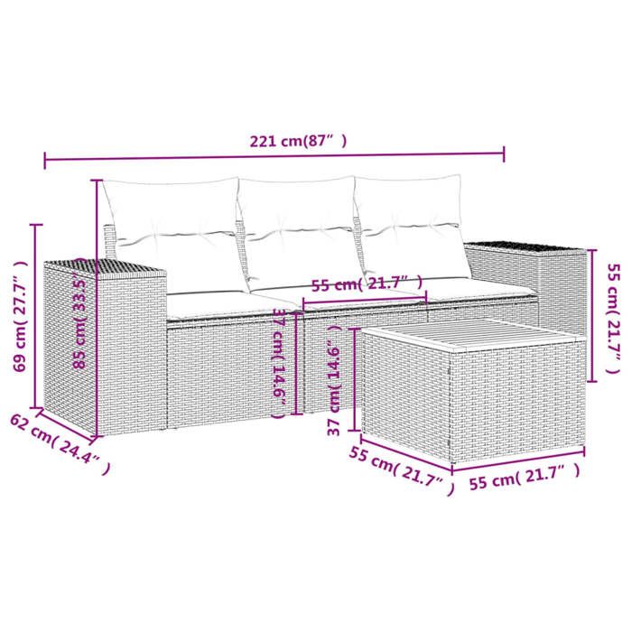 (SOLDES dété) Salon de jardin 4 pcs - SHIELD - Canapés dextérieur - avec coussins gris résine tressée - 55 x 62 x 69 cm 1522326 (SOLDES dété) Salon de jardin 4 pcs - SHIELD - Canapés dextérieur - avec coussins gris résine tressée - 55 x 62 x 69 cm 1522326