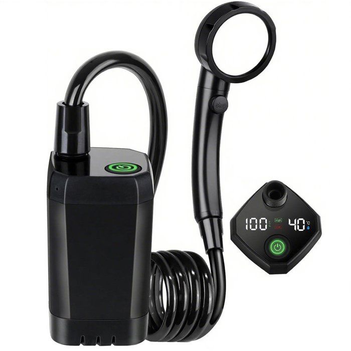 Douche De Camping Portable BORDEAG – Pompe 6000mAh, écran De Température, 5 Vitesses, Avec Seau