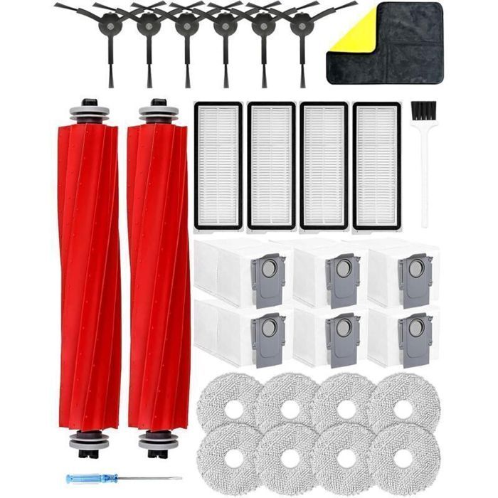 29pcs Accessoires pour Roborock Qrevo Pro/Qrevo maxv/Qrevo Plus/Qrevo S Kit daccessoires pour Robot aspirateur Pièces de Rechange