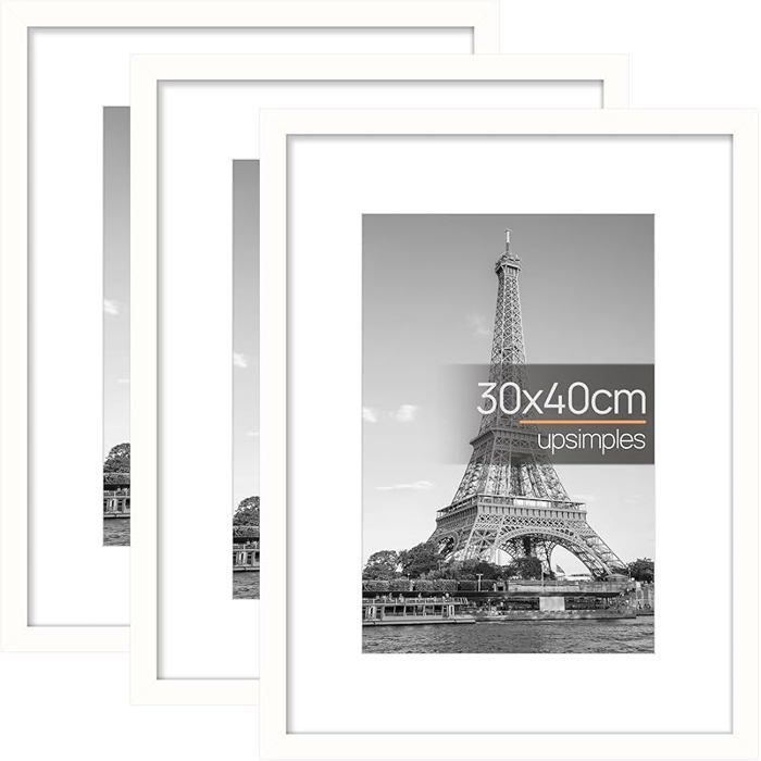 Lot de 3 Cadres Photo 30x40 cm Cadre Blanc 40x30 cm pour Photos Images Affiches Puzzle 30x40cm