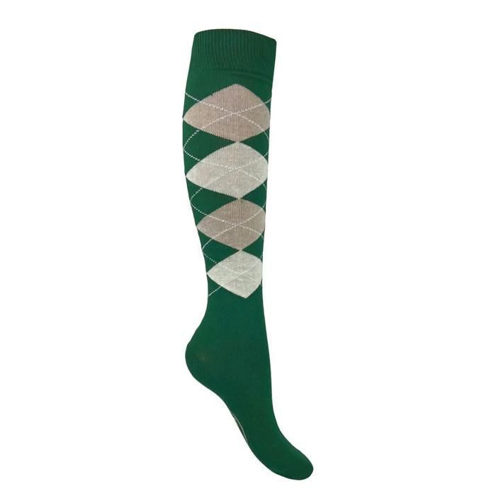 Chaussettes hautes déquitation York Karo - zielono/beżowe