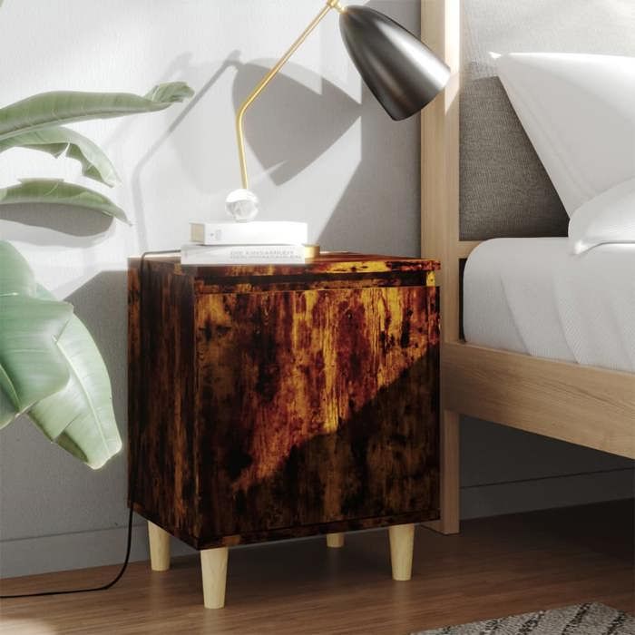 Armoire de chevet (1 pc) - vidaxl - Table de lit - bois - chêne fumé - 40 x 30 x 50 cm@cwy64j