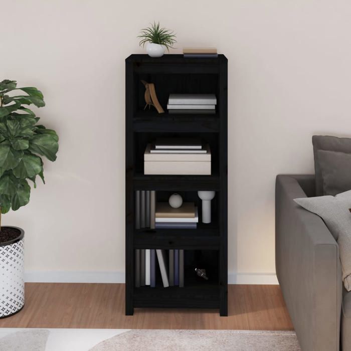 Étagère pour livres - Noir - Bibliothèque moderne - Noir 50x35x125 5 cm Bois de pin massif B2440