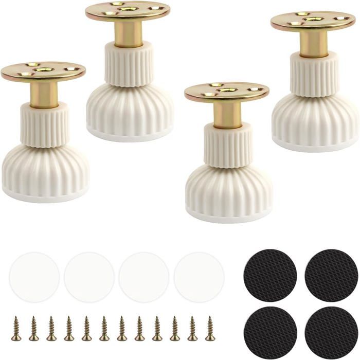 4 Pièces Pied Reglable pour Meuble réglable de 54 à 63 mm Pied de Table Reglable base caoutchouc antidérapante Pieds de