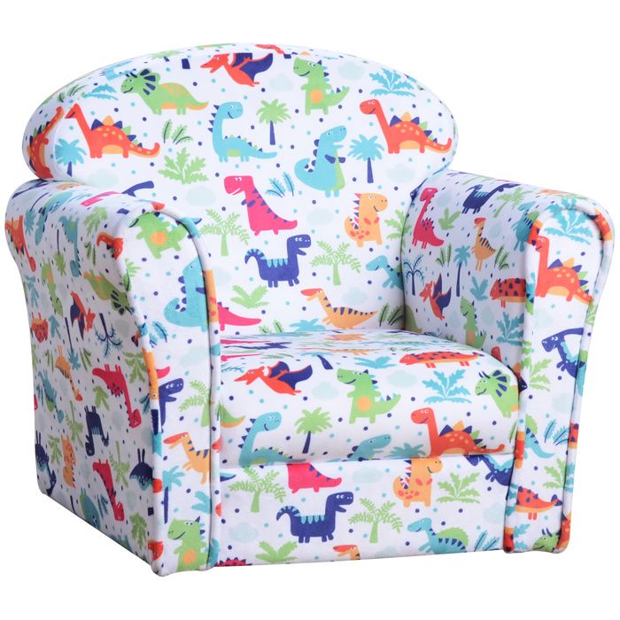 YWJ Fauteuil pour enfants de plus de 18 mois avec imprimé de dinosaures rembourré en mousse et flanelle 50x39x44 cm multicolore