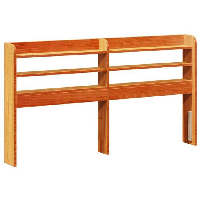 NEW Tête de lit avec étagères marron cire 120 cm bois massif de pin aspect contemporain_61337