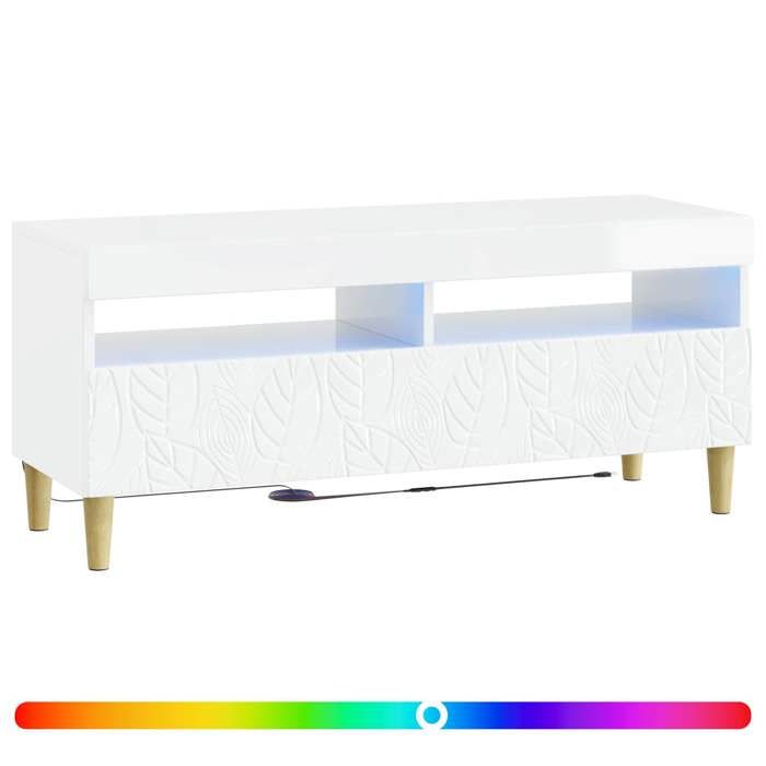 Meuble - Armoire TV - Blanc - Meuble TV LED Blanc brillant Bois dingénierie_46351