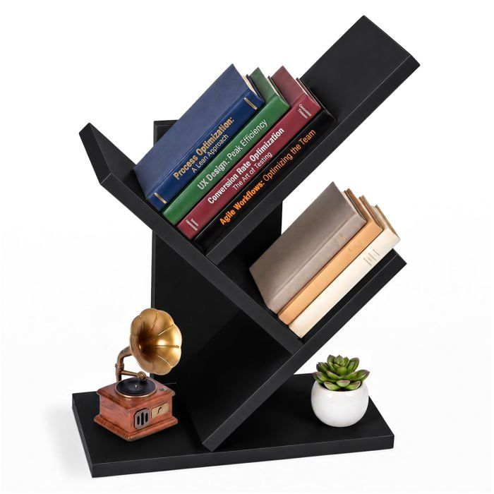 VOUNOT® Bibliothèque arbre étagère à livres 30x16x40.5cm - Anti-basculement - Noir VOUNOT® Bibliothèque arbre étagère à livres 30x16x40.5cm - Anti-basculement - Noir