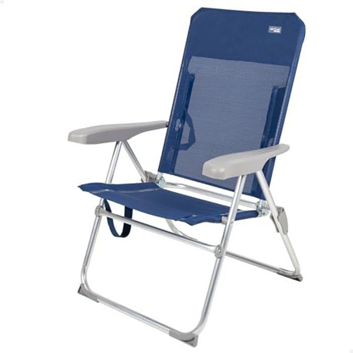 Chaise de Plage Pliable - AKTIVE - Modèle 62661 - Textilène - Aluminium - Bleu Marine