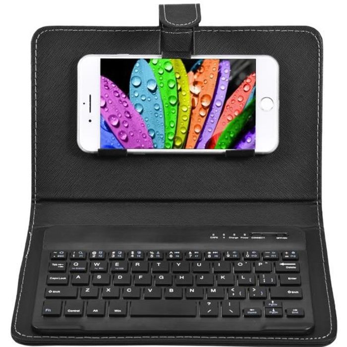Housse de Clavier Bluetooth – BELLE TECH – Universelle – Noir – Support Intégré – Compatible iOS/Android