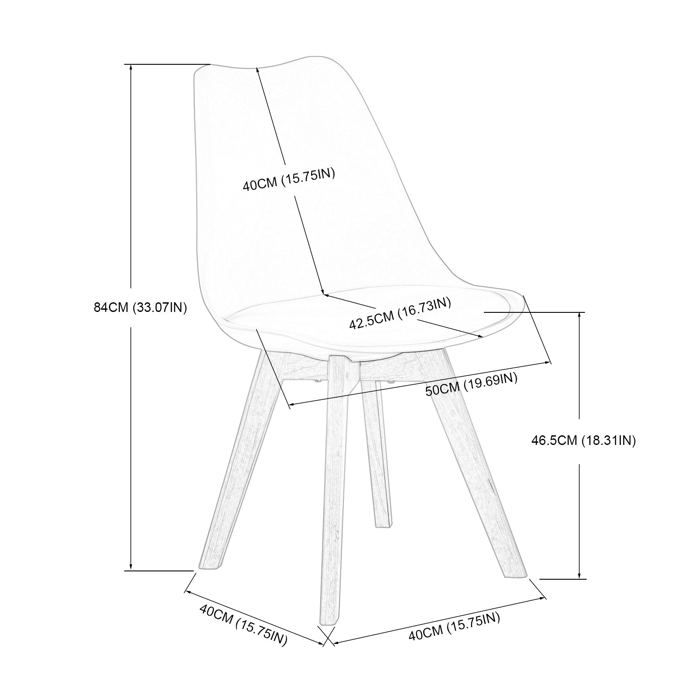 H.J WEDOO Lot de 6 chaises - scandinave - chaise de salle a manger - Blanc H.J WEDOO Lot de 6 chaises - scandinave - chaise de salle a manger - Blanc