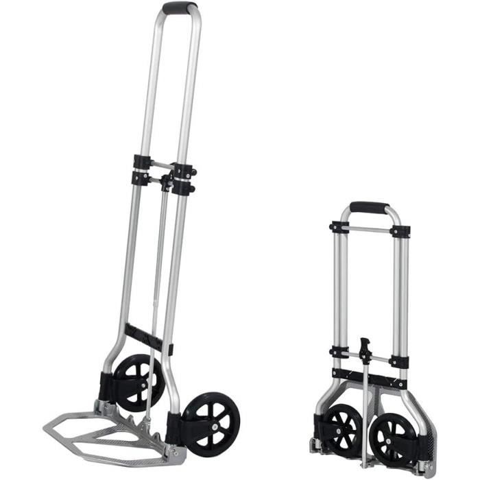 Diable Pliable SogesHome - Chariot Transport Aluminium Léger Avec Poignée Télescopique - Idéal Pour Déménagement & Courses