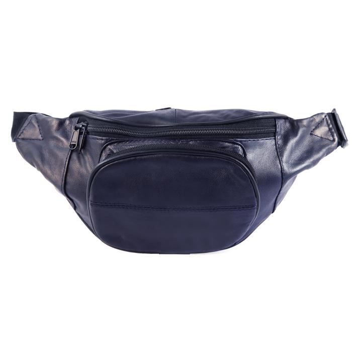 Sac Banane En Cuir Véritable - Fabriqué En Italie - Bleu Brillant - Neuf Sans étiquette