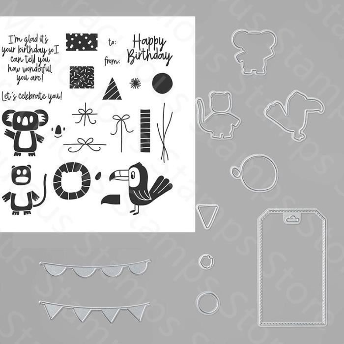Lot de tampons et matrices de découpe pour scrapbooking, fabrication de cartes, tampons et matrices de Noël 10 x 15 cm (T1538