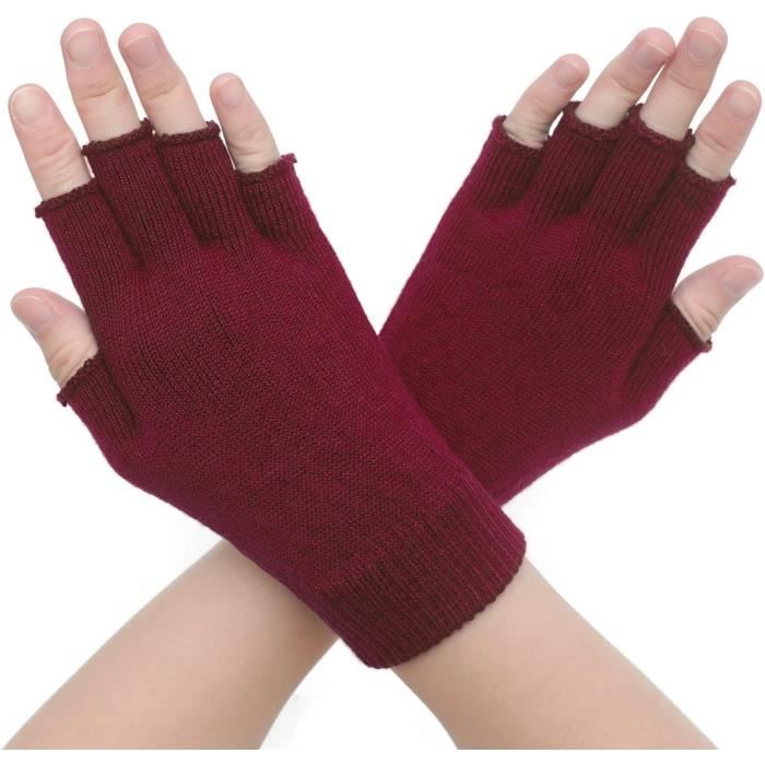 Gants Femme Demi-doigts Hiver - Fourrure Artificielle - Couleurs Variées - Taille Unique Réglable - Lavage Main