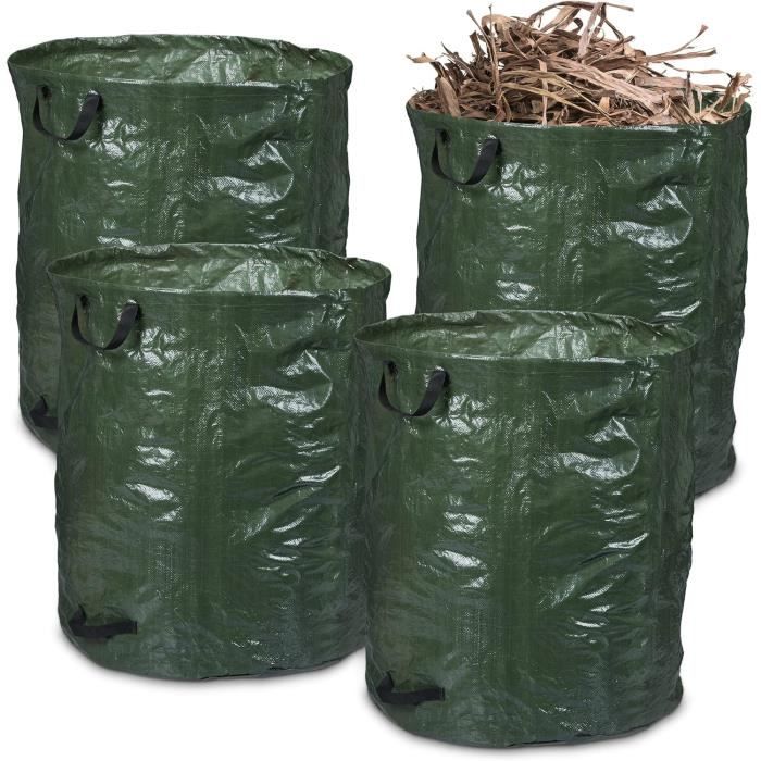 VOUNOT® Lot De 3 Sac à Déchets De Jardin 272L - 50kg Max - 3 Poignées Renforcées - Réutilisables Et Résistants