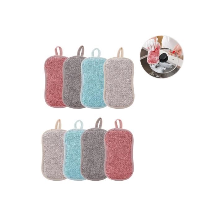 Lot De 5 éponges Réutilisables Lavables - Pour Vaisselle, Plaques, Casseroles - Tissu Coton/algues - Noir Ovale