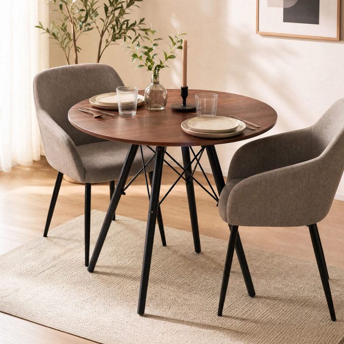 Table de repas ronde scandinave 80x80x75 cm noyer - SCANDI