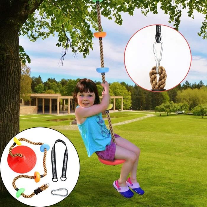 Corde D Escalade De 12 Avec Plate Forme Et Siege De Balancoire D Arbre A Disques Amusant Pour Les Enfants Xu336 Cdiscount Jeux Jouets