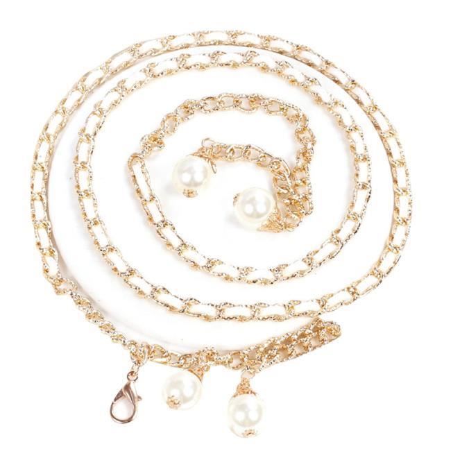 Chaîne De Taille En Alliage Doré Et Perles - Bijou De Corps Fantaisie