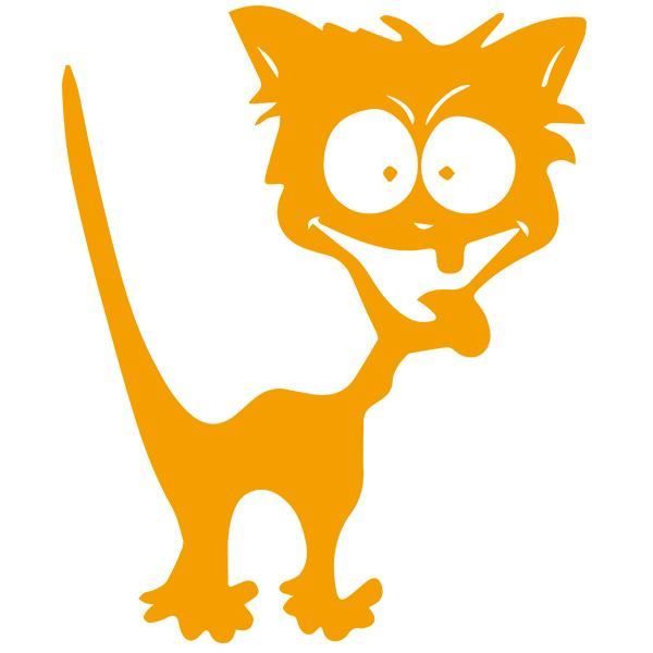 Sticker Decoration Animal Chat Rigolo Marrant 35x29 Cm Orange Clair Chat035 Cdiscount Maison